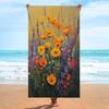 Vintage Oil Painting Sunflower Beach Towel Soft Absorbent Quick Dry Bath Towel For Summer Travel Pool Yoga Camping