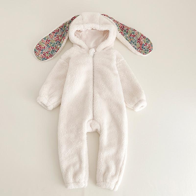 

Autumn Winter Baby Hooded Rompers Fleece Long Sleeve Jumpsuits Infant Boy Girl Clothes 12-18M 80