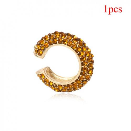 Модные богемные хрустальные серьги-каффы на ухо, серьга-клипса в форме С со стразами,