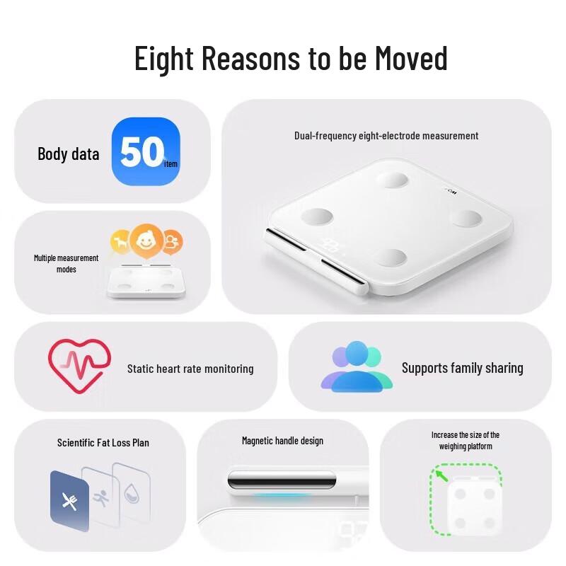 WOLONOW 8-Electrode Dual-Frequency Smart Body Fat Scale (CN Version)