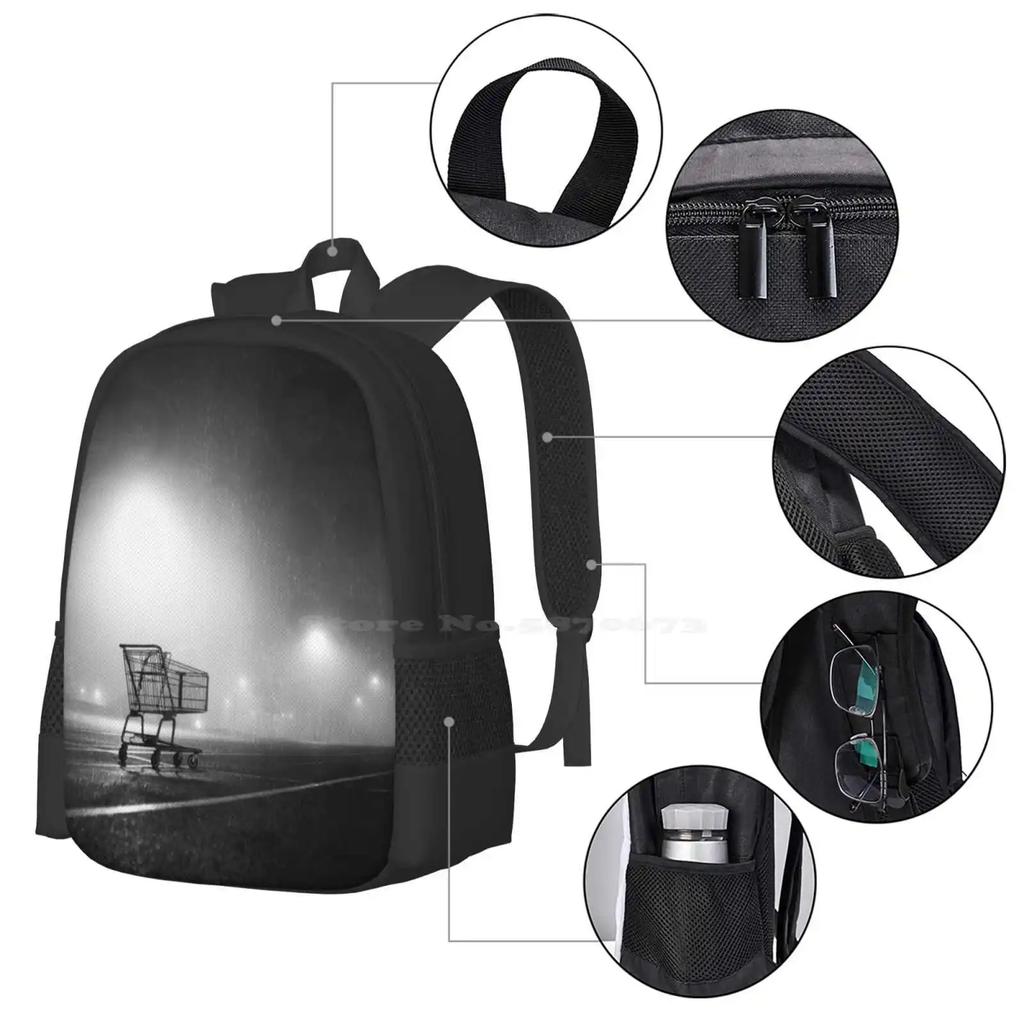 Shopping Cart Hot Sale Schoolbag Backpack Fashion Bags Film Shopping Cart Lonely Alone Indie Arty Light Foggy Rainy Atmosphere