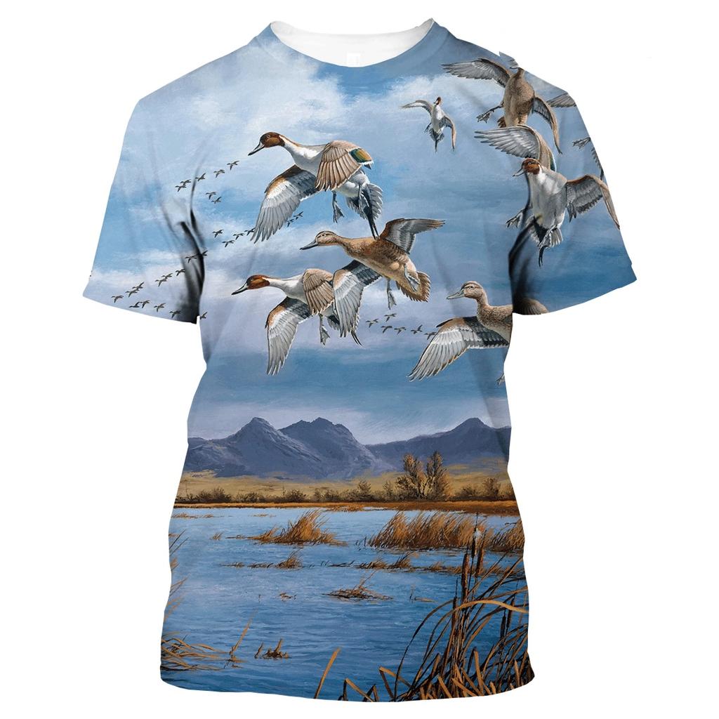 2025 Men's 3D Printed T-Shirt Summer New Fashion Hunting Wild Duck Couple Casual Short Sleeve T-Shirt Clothing