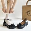 Fashion Women Shoes 2025 Spring Pumps Mary Jane Black Heels Chunky Sandals Latest Lolita Block Bow Retro Leather New Butterfly-knot