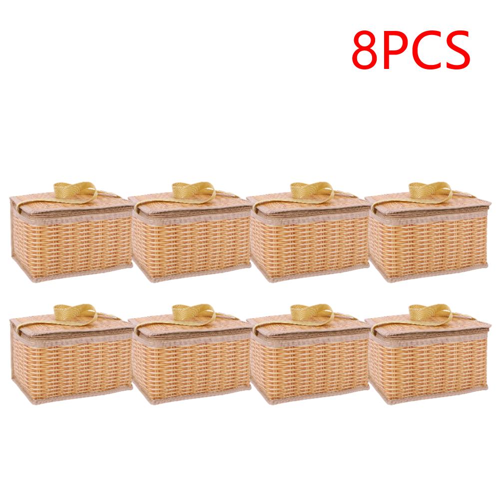 2-10PCS Outdoor Wicker Rattan Picnic Bag Waterproof Tableware Camping Picnic Baskets