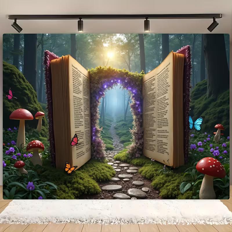 

Fantasy Book Theme Backdrop, Magical Forest Path Photography Background 47.2x31.5inch/120*80cm