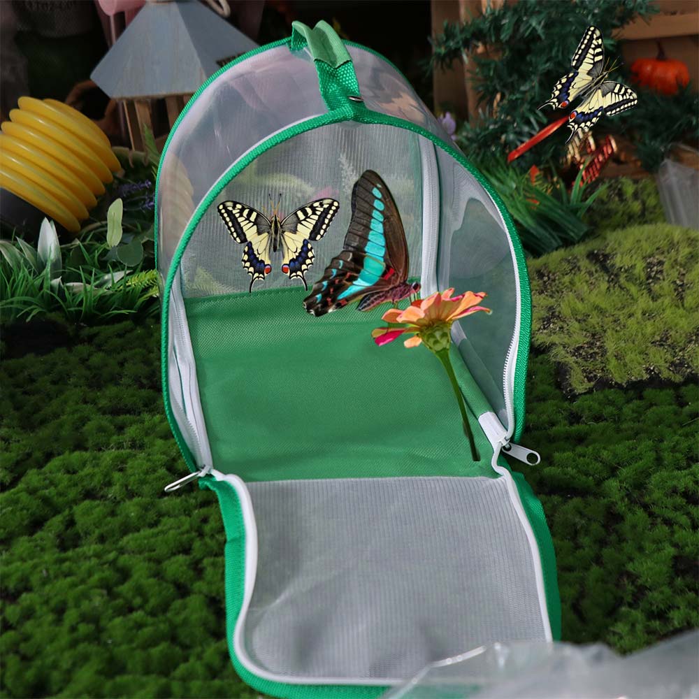 Transparenter Critter Schmetterlingskäfig Wasserdicht Verschleißfest Zucht Insektenkäfig Faltbar Hängend Schmetterlinge Netzkäfig