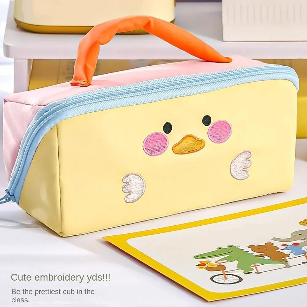 Large Capacity Korean Pencil Bag Duck Rabbit Dinosaur Makeup Bag  Office Supplies