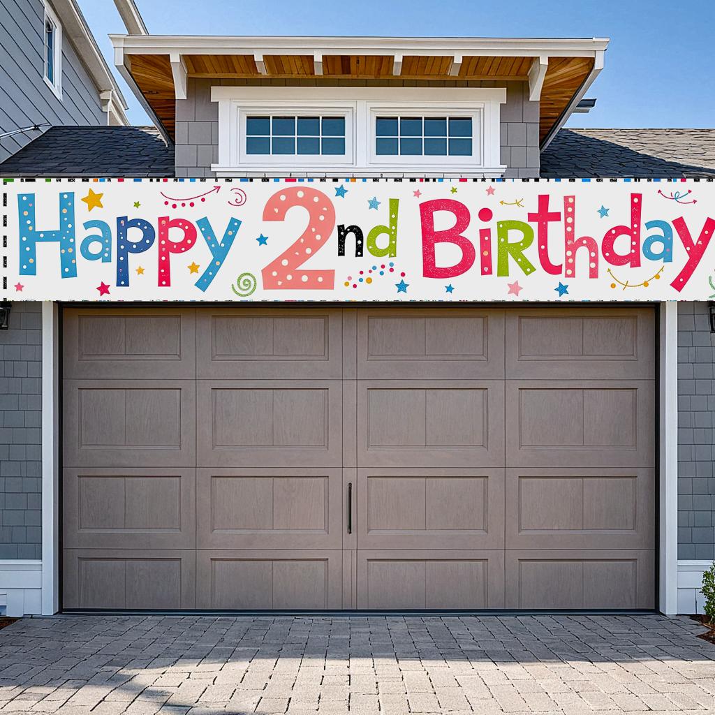 Lightweight Birthday Decoration Happy 2nd Birthday Banner Birthday Supplies For Indoor Decoration Party Decor