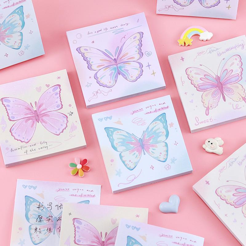 Butterfly Gift Effect Note Memo Pad Korean Simple Decorative Office School Supplies  Kawaii Stationery Notebooks Writing Pads