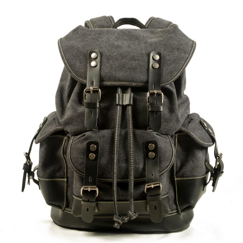 Vintage Canvas Backpacks for Men Laptop Daypacks Waterproof Rucksacks Large Waxed Mountaineering Travel Pack Vintage Backpack