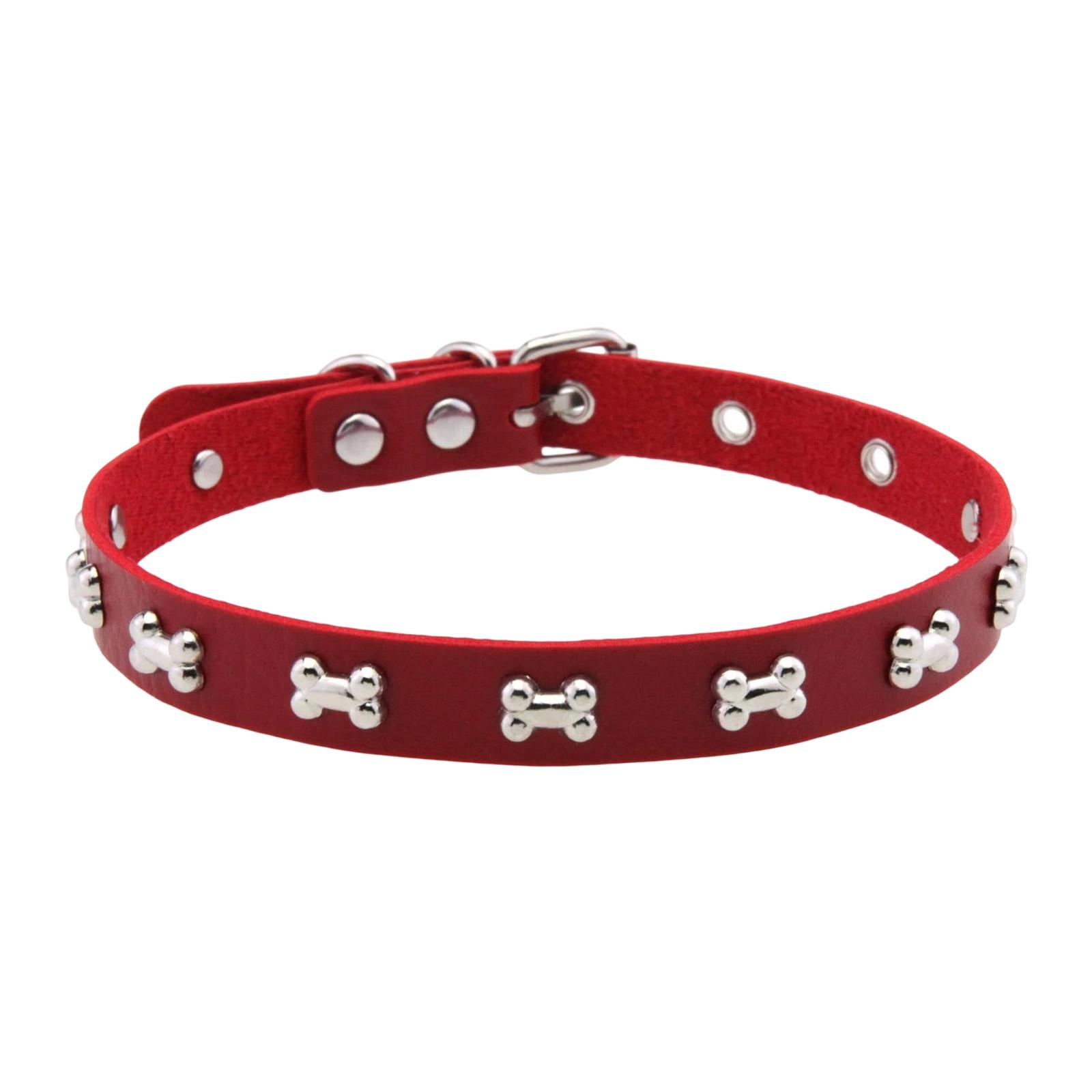 

Панк Стиль Кожаный Чокер Ожерелье с Костяным Шармом Регулируемая Застежка для Дерзкой Уличной Моды красный