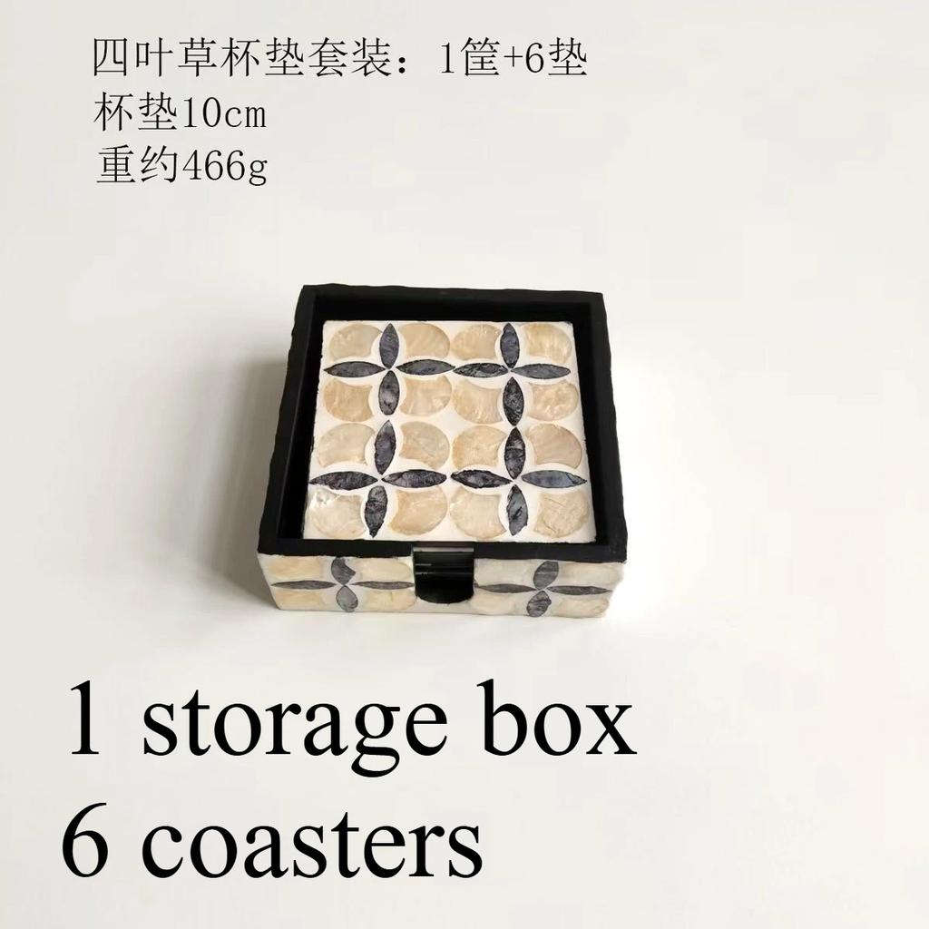 Handmade Shell Coaster Set Creative Colorful Insulation Placemat Light Luxury Natural Shell Tea Coaster Home Desktop Decoration