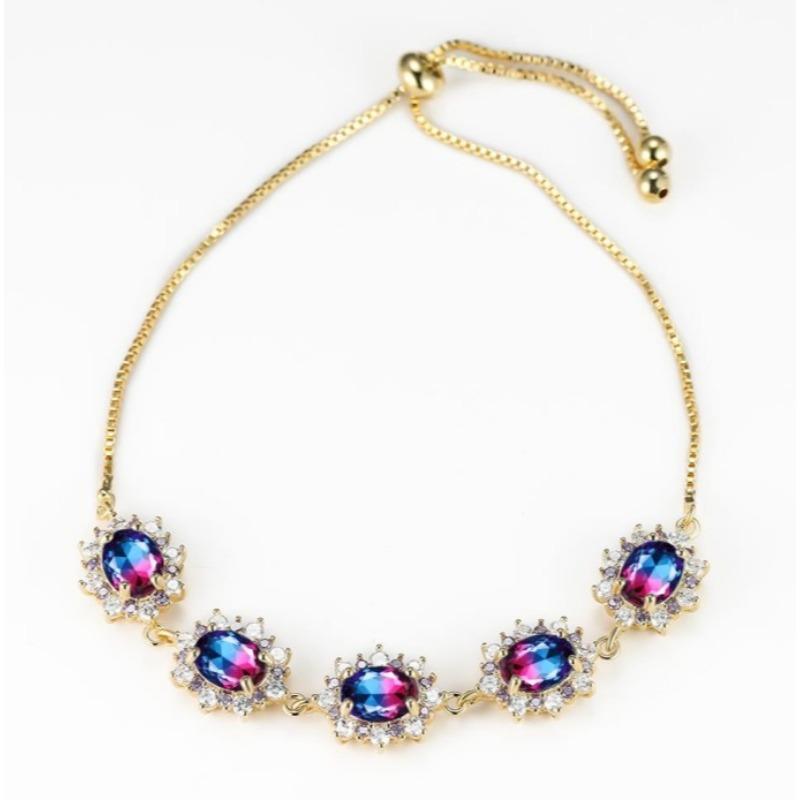 

Европейская и американская мода Эллиптический браслет на шнурке с пятью подсолнухами, полностью инкрустированный бриллиантами, с элегантной фурнитурой