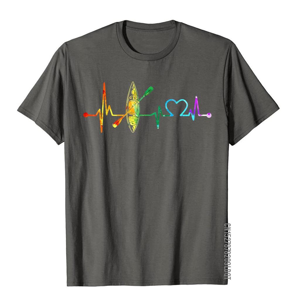 Kayaking Lover My Heartbeat Is A Kayak Vintage Color TShirt Printed On Tops  Tees Cotton Male T Shirt Simple Style On Sale