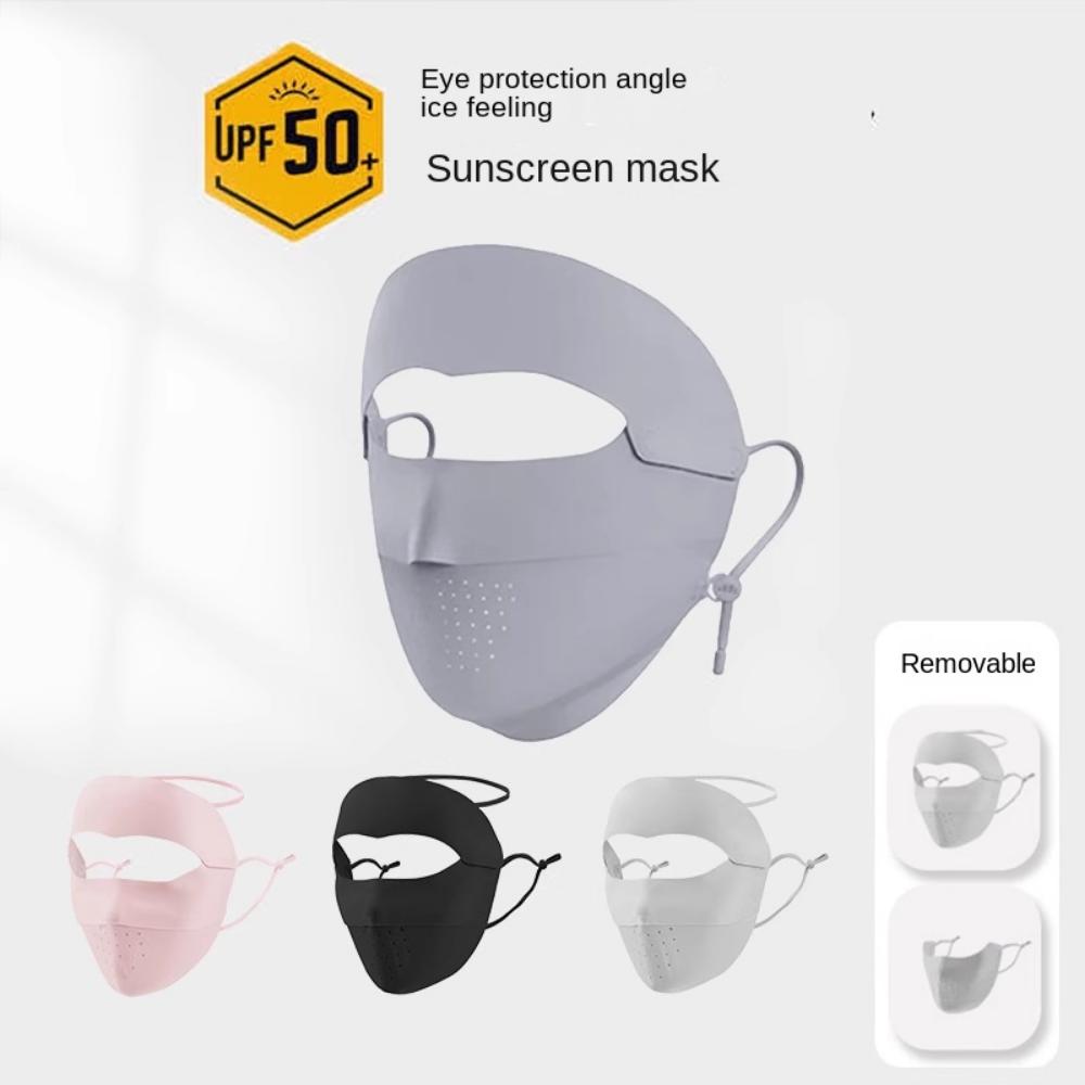 Breathable Summer Ice Silk Mask Solid Color Face Gini Mask Sun Protection Face Cover Golf