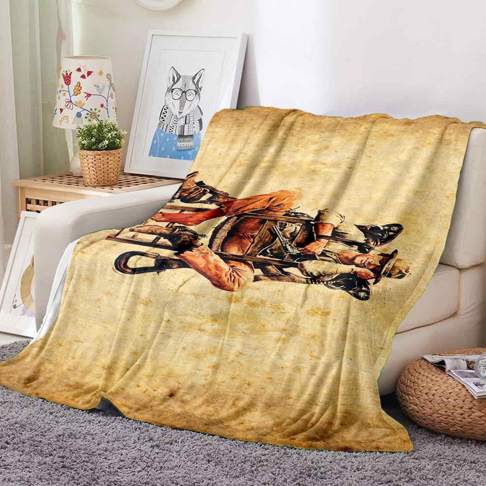 Cowboy Art Flannel Blanket Throw Blanket Soft Warm Sofa Bed Camping Car home Decor Unique Christmas Gift C9302372