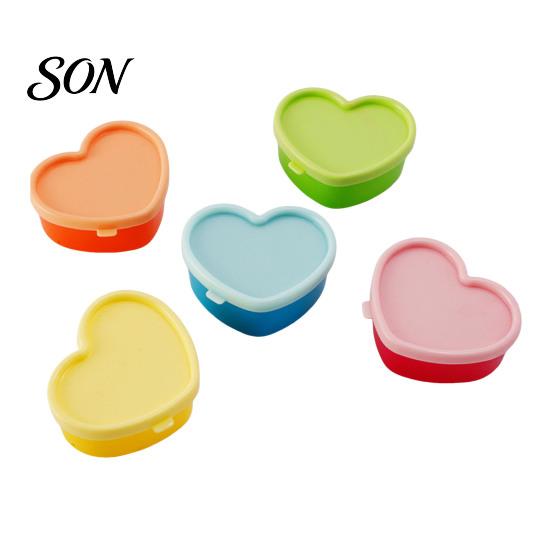 Cute Macaron Colored Boxes 5Pcs Mini Storage Box with Lids, Stackable Plastic Containers, Reusable Containers Heart/Square/Flower Shape Food Organizer