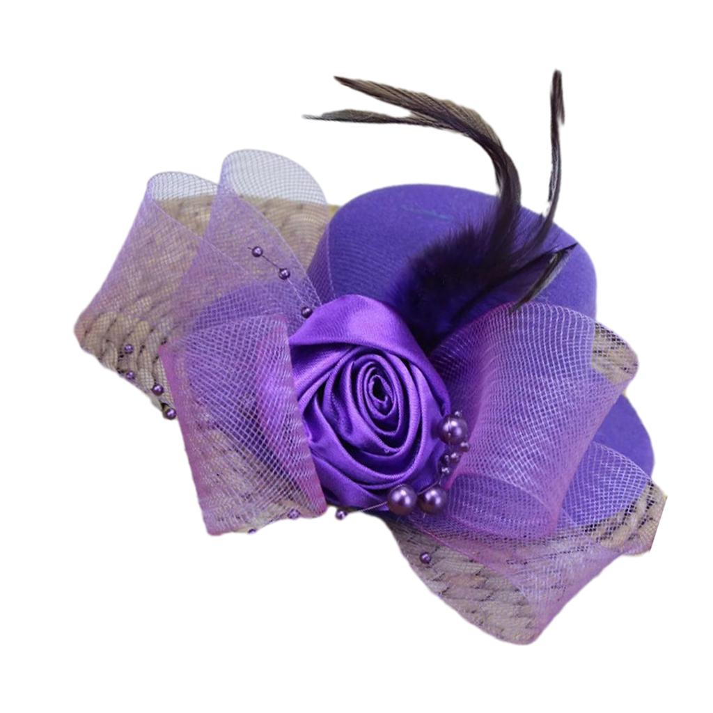 Vintage Bridal Hair Clip with Yarn Decor Top Hat Shape Stage Performances Hairpin Vintage Hair Clip for Taking Photo