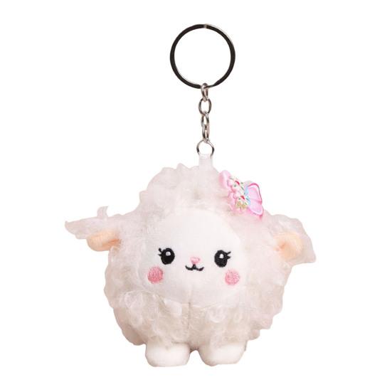 Plush Sheep Keychain with Metal Ring, Stuffed Animal Bag Charm, Soft Embroidered Face Bag Charm for Backpack Purse