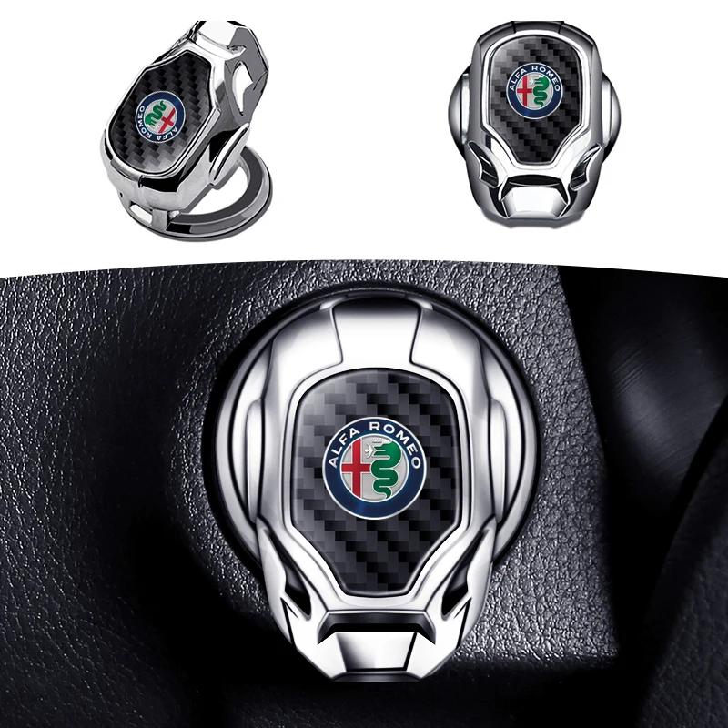 Car ONE-CLICK Start Button Protective Cover Emblem Stickers For Alfa Romeo GT 147 159 156 166 Giulietta Tonale Volante 8C