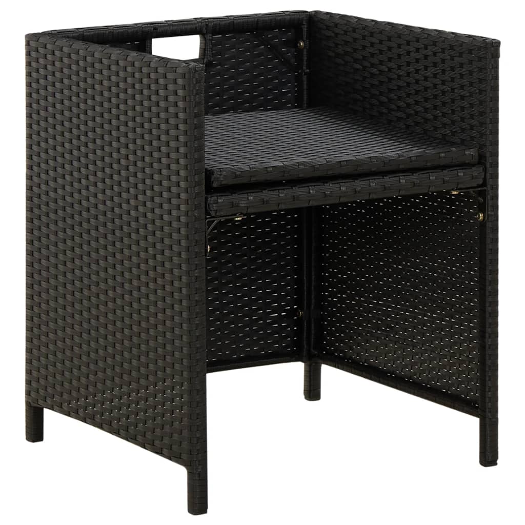 Garden Chairs with Cushions 4 Pcs Poly Rattan Black