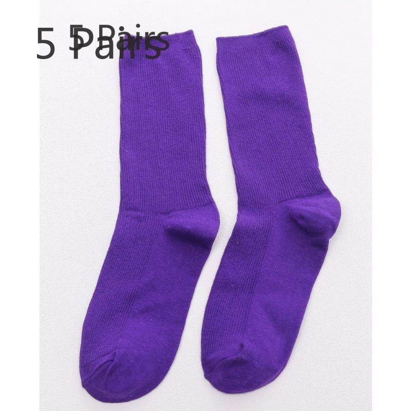 

5 пар женских носков на весну и лето, хлопковые носки средней длины, носки в студенческом стиле, модные, с индивидуальностью, универсальные, двухслойные, с длинным паголенком, носки-гольфы 5 pairs