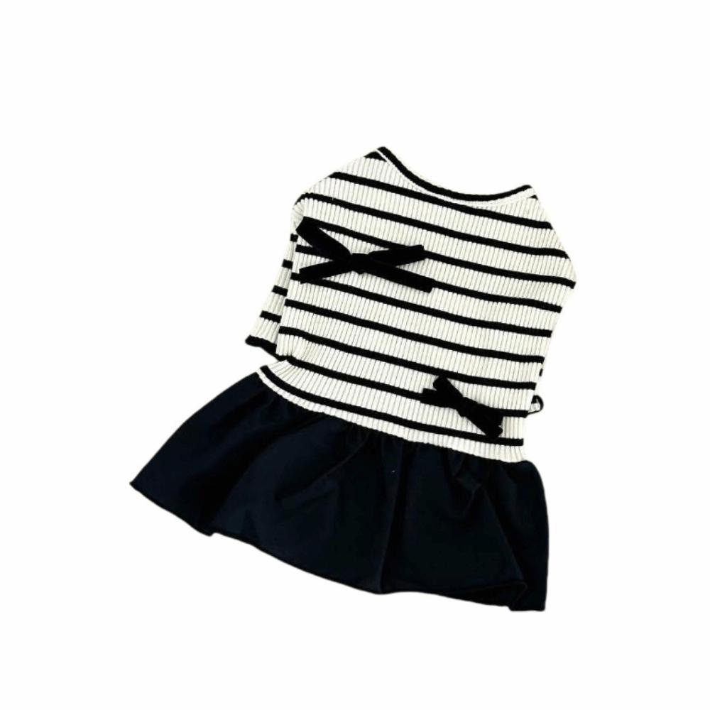 Breathable Pet Striped Short Sleeve Soft Pet Skirt Pet Clothes Pet Princess Dress  Summer
