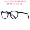 Power 0 -0.5 -0.75 To -6.0 Big Frame Round Hyperopia Eyeglasses Women Men  Literary Anti Blue Rays Prescription Spectacles