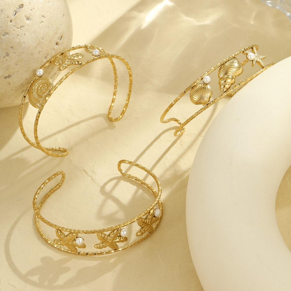 Ocean Series Open Wrist Jewelry Golden Summer Beach Bangle  Gifts for Women Girl