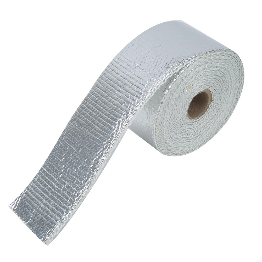 5m Silver Car Heat Insulation Exhaust Header Pipe Wrap Cloth with Strap Auto Accessories