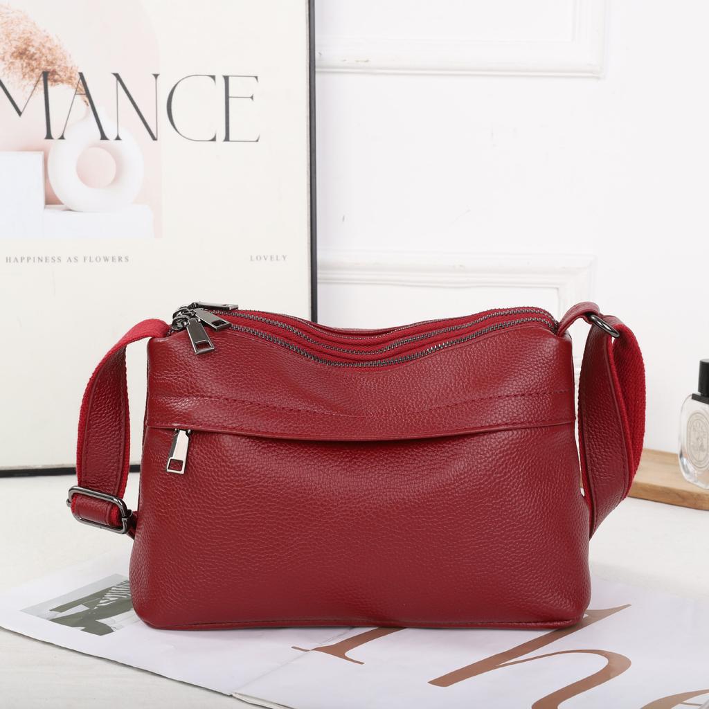 Women's Top-Grain Leather Shoulder Bag - Spacious Underarm Tote for Moms, Practical Commuter Crossbody