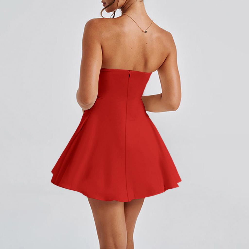 Damen Modisches, Elegantes, Sexy, Figurbetontes, Schleife, Krawatte Trägerloses Kurzes Kleid