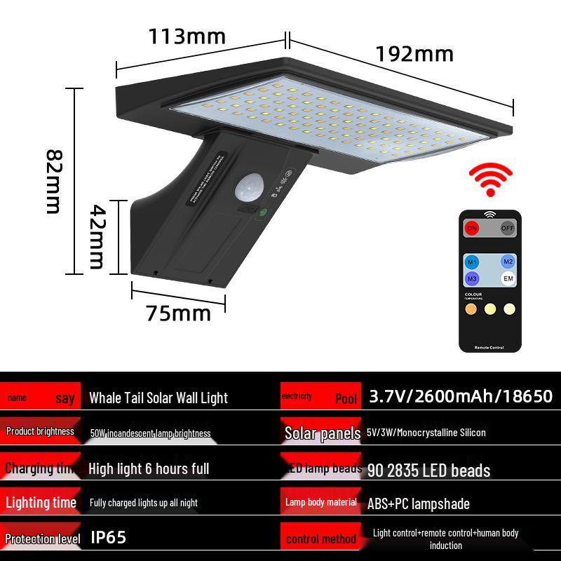 Waterproof Solar Outdoor Smart Induction Wall Light for Courtyard & Villa