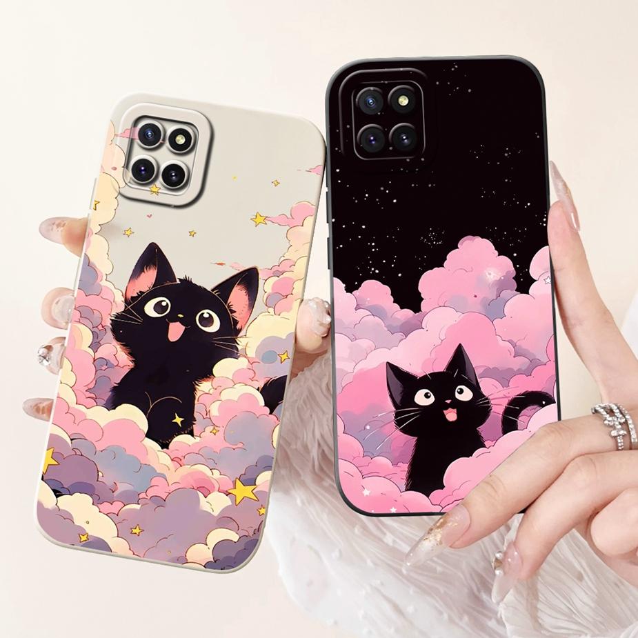 For Samsung Galaxy Note 10 Lite Case SM-N770F Cute Happy Cat Cartoon Cover Soft Silicone Phone Case For Samsung Note10 Lite Bags