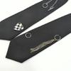 Student Pre Tied Neck Ties Preepy Look Heart Pin Metal Chain Dark Tie Cravat Vintage Neck Wear Accessories