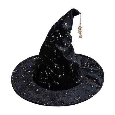 Adult Star Hat Halloween Witch Hat Elegant Wizard Hats with Star Pendant Halloween Party Decoration Hat Holiday Gift