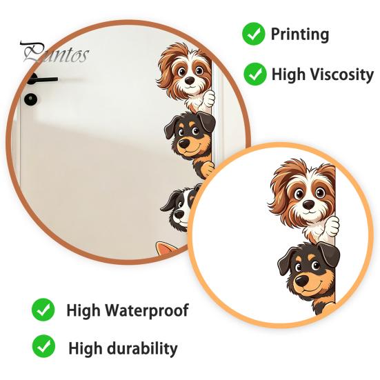 Bathroom Glass Window Clings Cartoon Puppy Wall Sticker, Easy Apply Waterproof PVC Decal, Creative Unique Pet Lover Gifts Dog Pattern Stickers for And