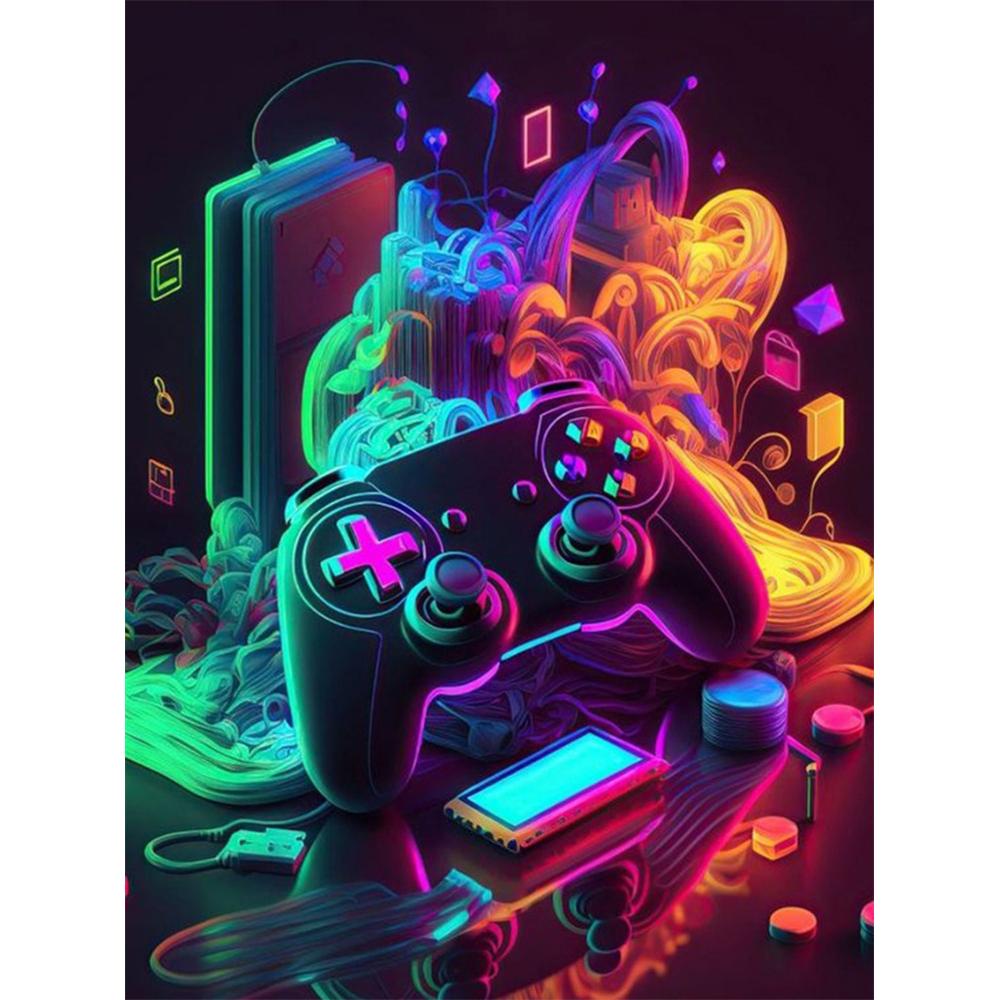 Colorful Neon Light 5D DIY Diamond Painting Kit Game Machine Sticking Diamond Embroidery Handmade Mosaic Home Decoration