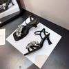 Crystal Women Sandals New Luxury High Heels Shoes Square Toe Summer Slippers 2026 Sexy Brand Woman Slingback Pumps