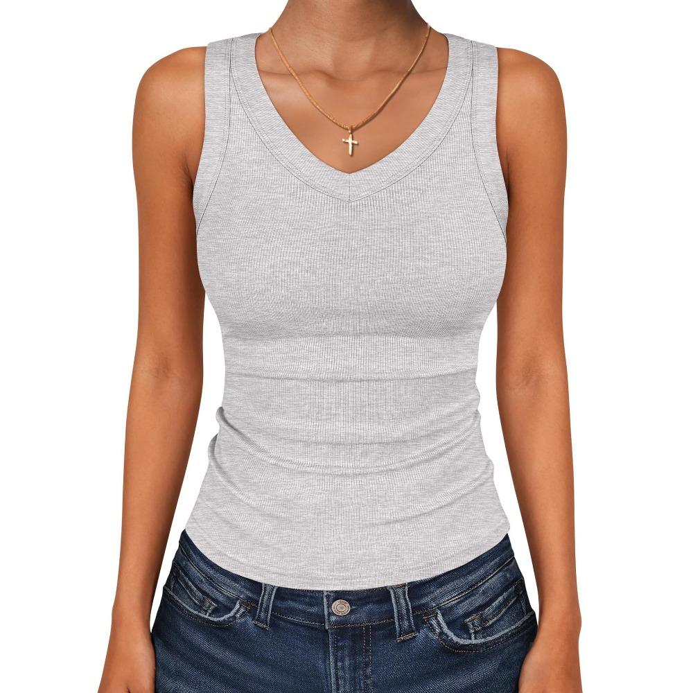 1-3 Stück Damen Geripptes Träger-Cami-Top, Eng anliegende Ärmellose Weste, Sommer-Trainings-Tanktop für Sport & Tägliche Kleidung