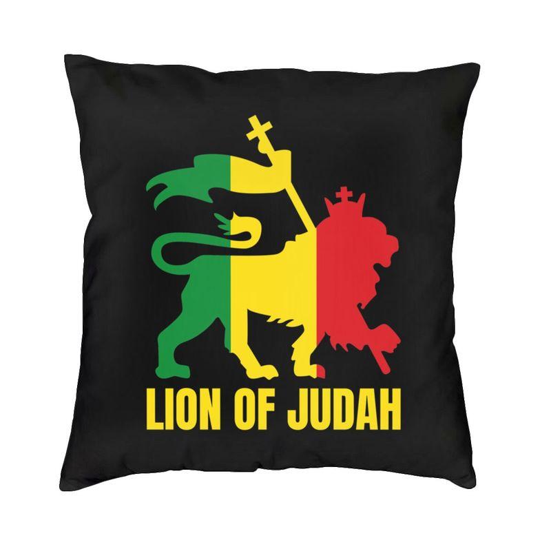 Lion Of Judah Rasta Jamaican Reggae Cushion Cover 45x45cm Home Decor Printing Throw Pillow for Living Room Doublesided