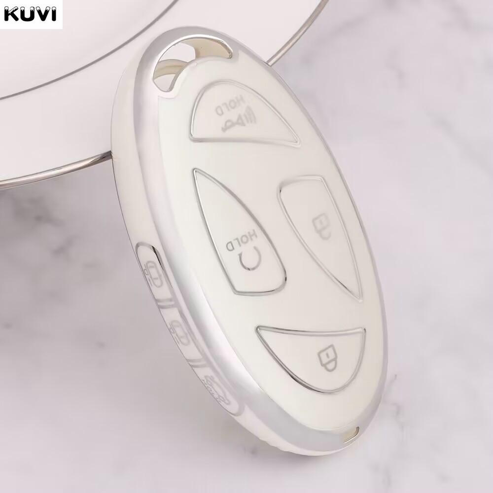 

5 7 кнопок золотой край ТПУ чехол для автомобильного ключа чехол для Hyundai Kona Ev Grandeur GN7 2023 Keyless Protector Fob Bag аксессуары