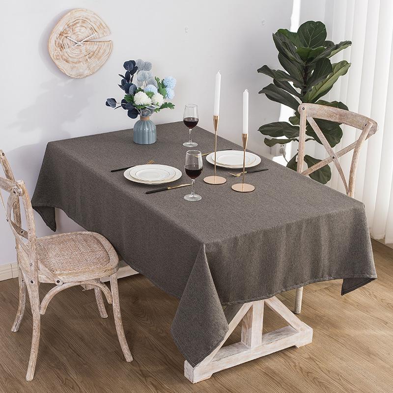 Japanese Linen-Cotton Tablecloth Waterproof Oil-Proof Wash-Free Solid Color Rectangular Dust-Proof Cover Tablecloth Soft Drape
