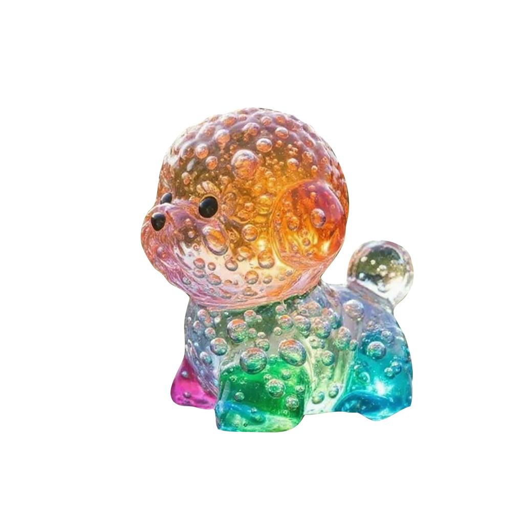 Colorful Clear Glass Puppy Figurine, Dog Ornament With Gradient Effect