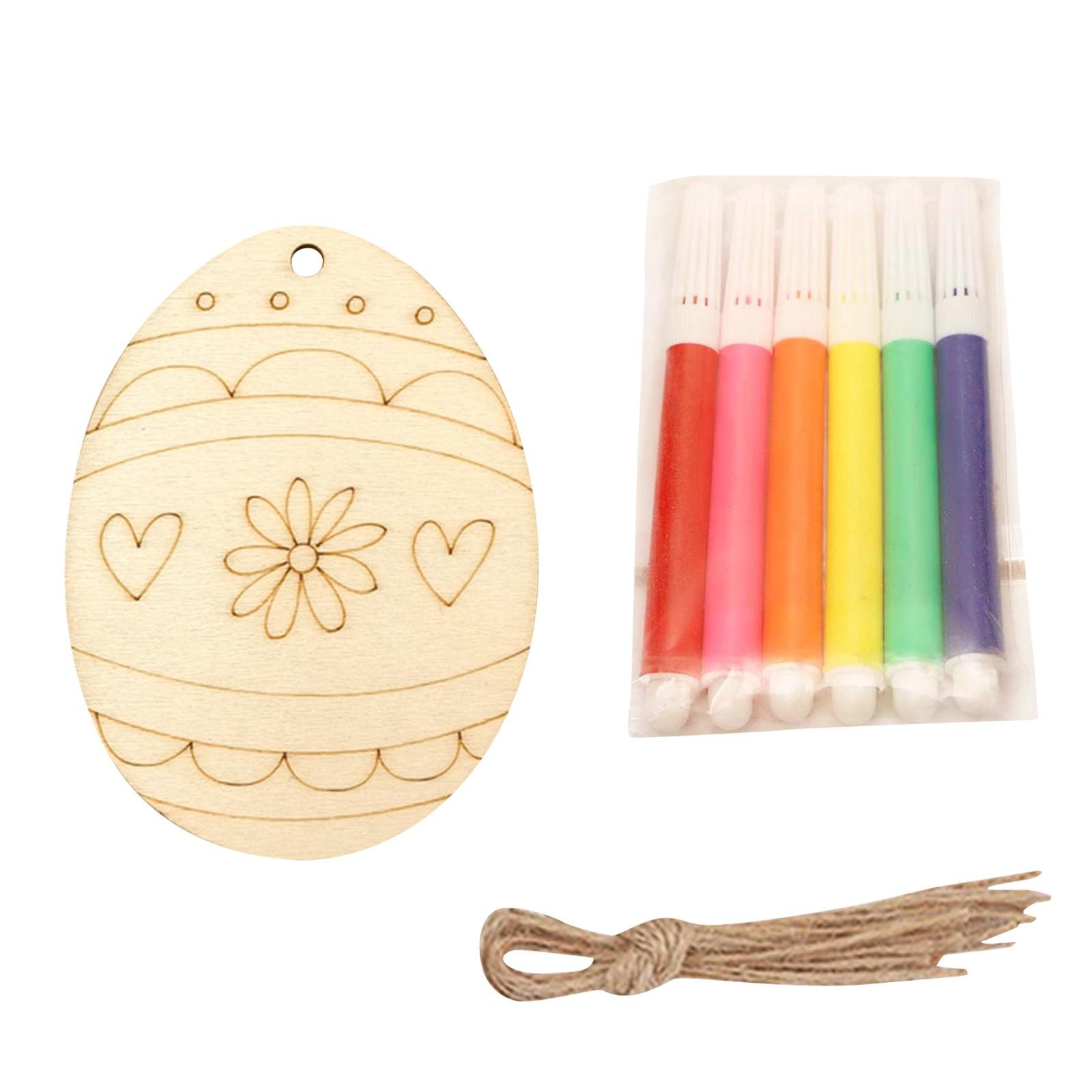

2D подвеска в виде деревянного пасхального яйца с веревкой, незаконченное украшение в форме яйца, подходит для пасхальных поделок своими руками, вечеринок, домашнего декора 10 шт. 1 мл