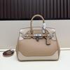H Family Women's High-End Cowhide Leather Lace Platinum Handbag