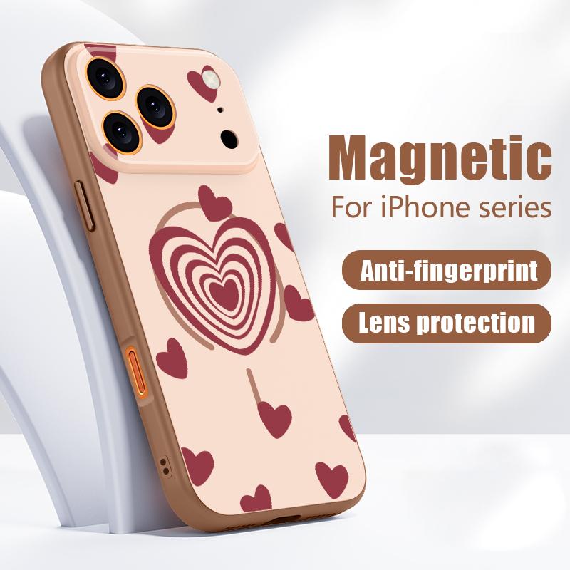 Lovely Hearts Pattern Case For iPhone 17 Pro Max Funda iPhone 16 15 14 13 Pro Max Magnetic For Magsafe Hybrid Slim Matte Cover