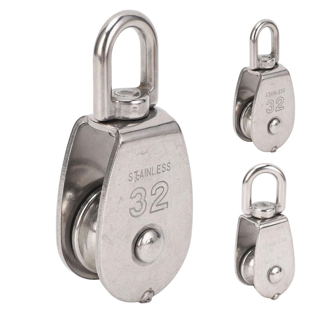 Marine Pulley Stainless Steel Lifting Single Pulley Block Wire Rope Hanging Towing Wheel for Sailboa