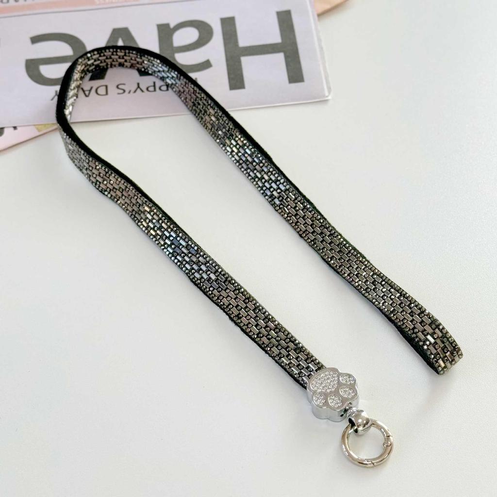 Lanyard per Telefono con Zampa di Gatto in Strass di Lusso Ailaiya - Catena Universale Anti-Perdita alla Moda, Opzioni Lunghe e Corte per Uso Esterno