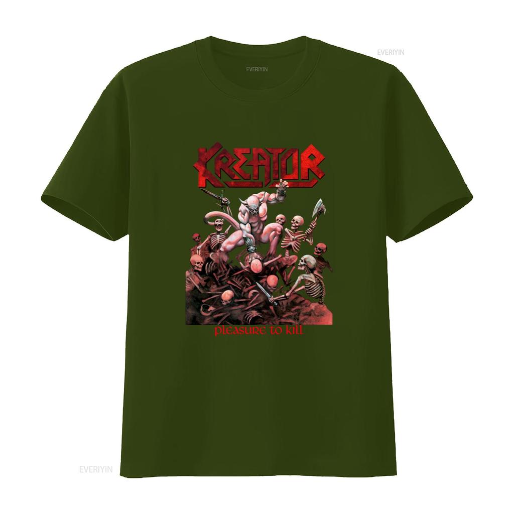 Kreator Pleasure To Kill Death Metal Print Short Long Sleeve Black T Shirt for Sizes 345Xl Vintage Washed Graphic
